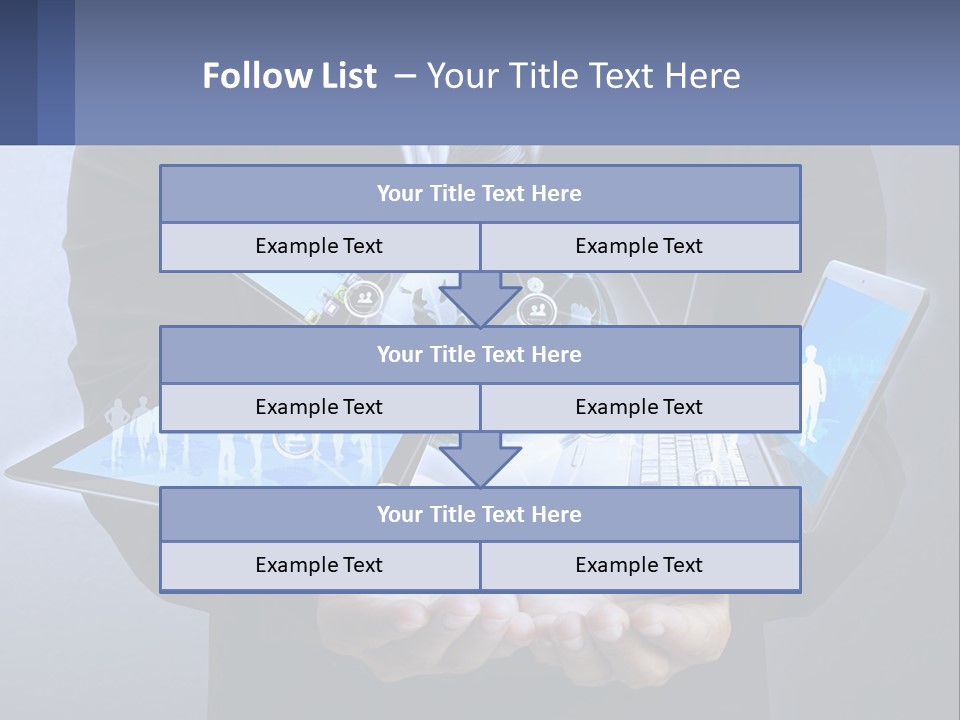 A Man In A Suit Holding A Tablet With A World Map On It PowerPoint Template