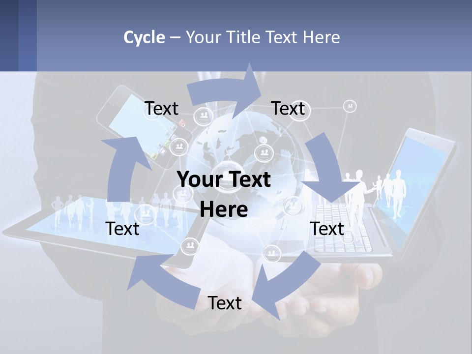 A Man In A Suit Holding A Tablet With A World Map On It PowerPoint Template