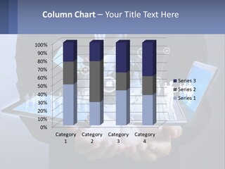 A Man In A Suit Holding A Tablet With A World Map On It PowerPoint Template