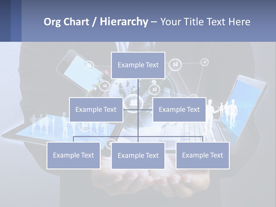 A Man In A Suit Holding A Tablet With A World Map On It PowerPoint Template
