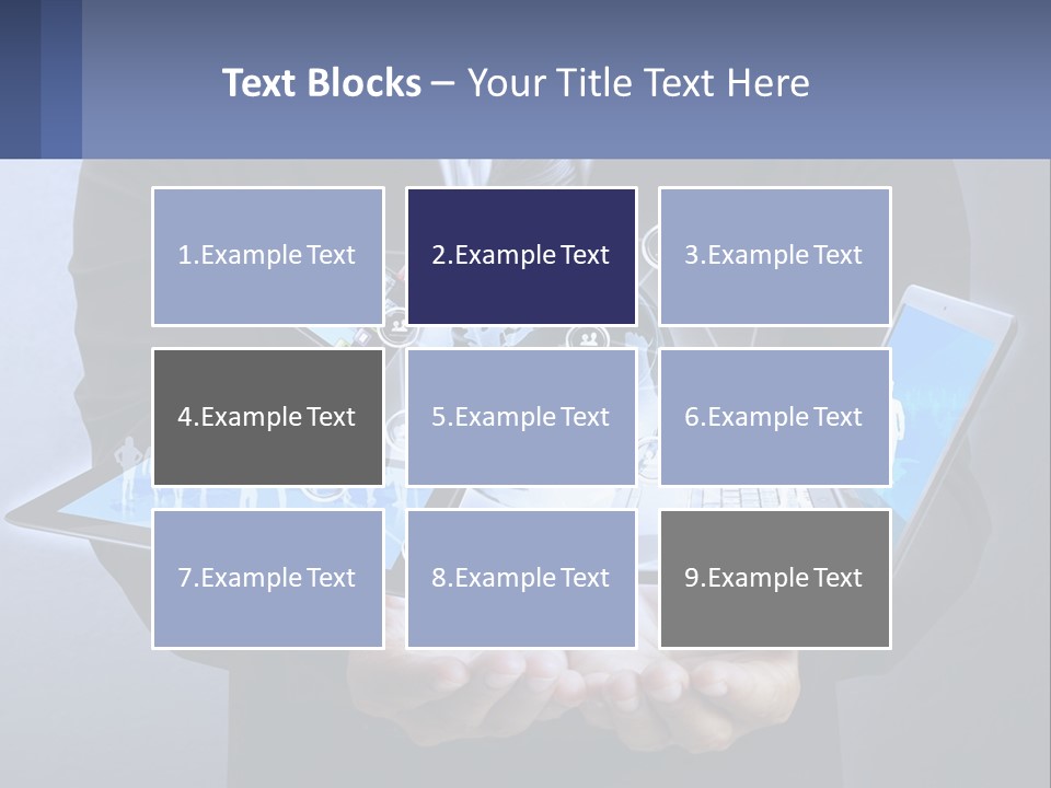 A Man In A Suit Holding A Tablet With A World Map On It PowerPoint Template