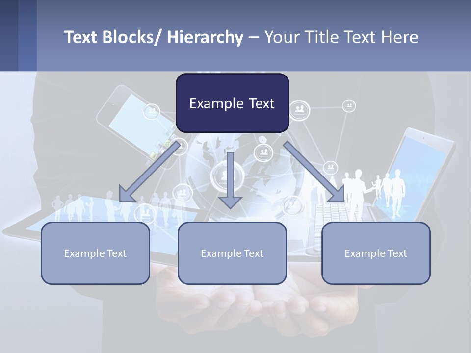 A Man In A Suit Holding A Tablet With A World Map On It PowerPoint Template