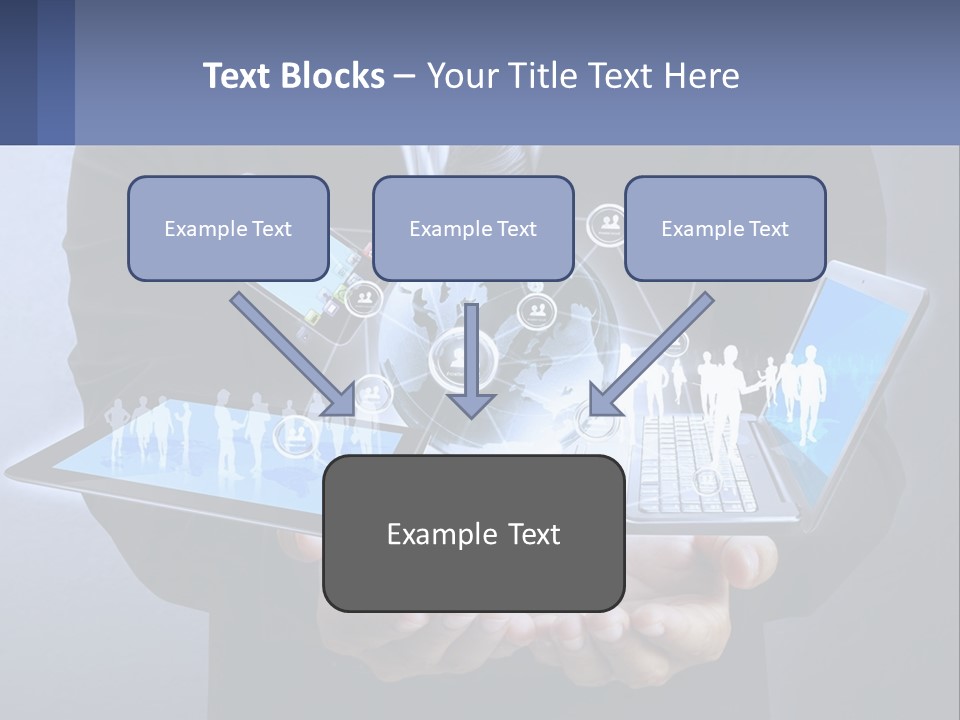 A Man In A Suit Holding A Tablet With A World Map On It PowerPoint Template