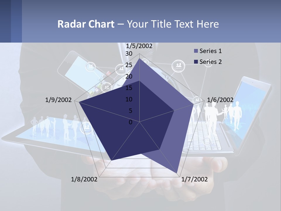 A Man In A Suit Holding A Tablet With A World Map On It PowerPoint Template