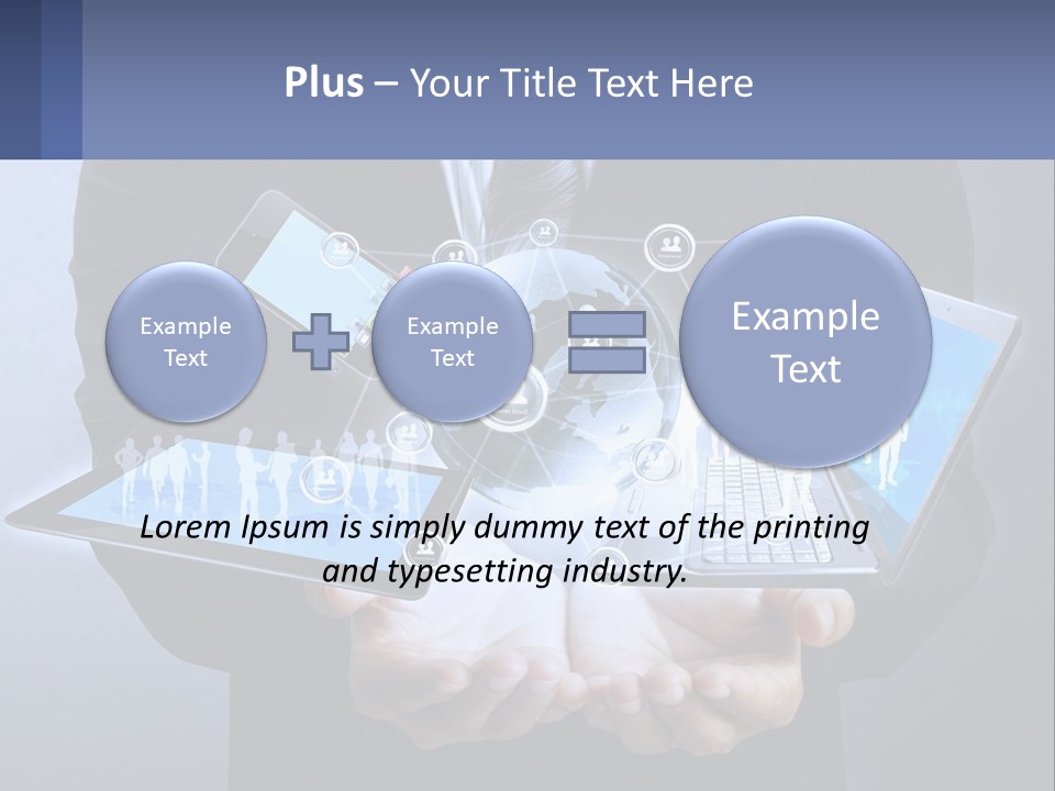 A Man In A Suit Holding A Tablet With A World Map On It PowerPoint Template