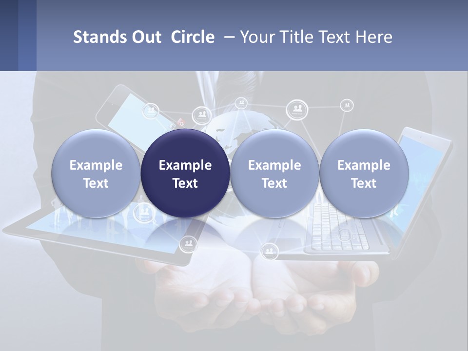 A Man In A Suit Holding A Tablet With A World Map On It PowerPoint Template