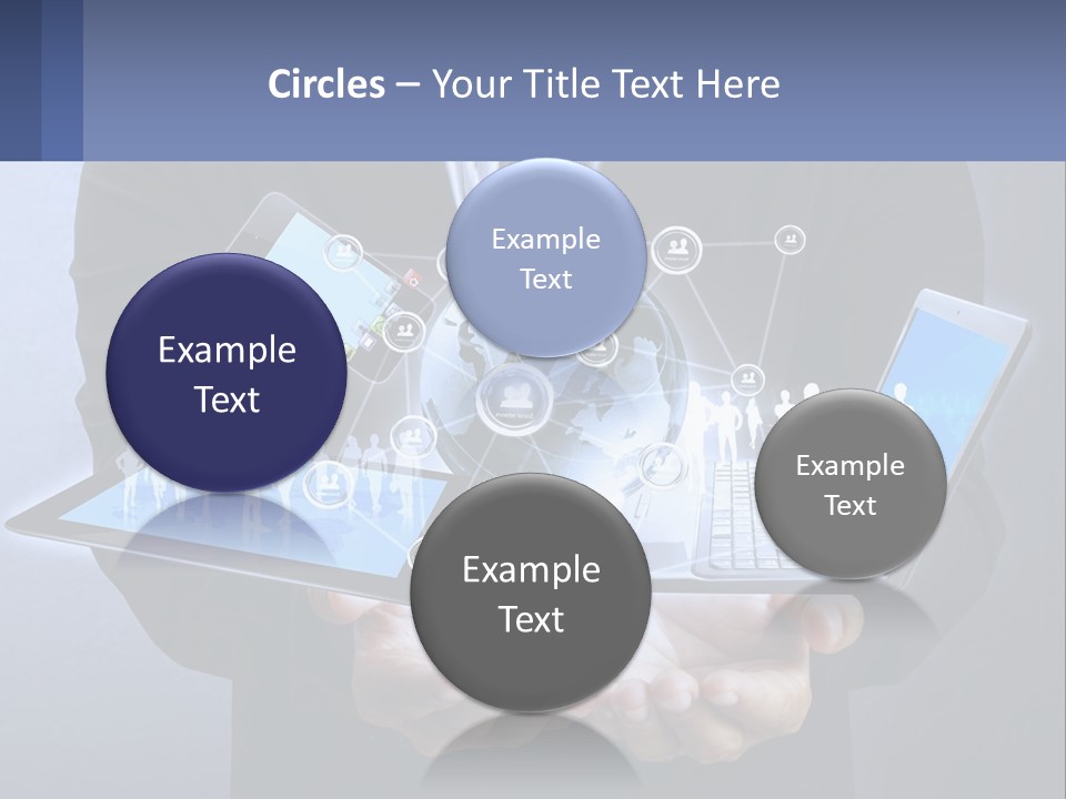 A Man In A Suit Holding A Tablet With A World Map On It PowerPoint Template