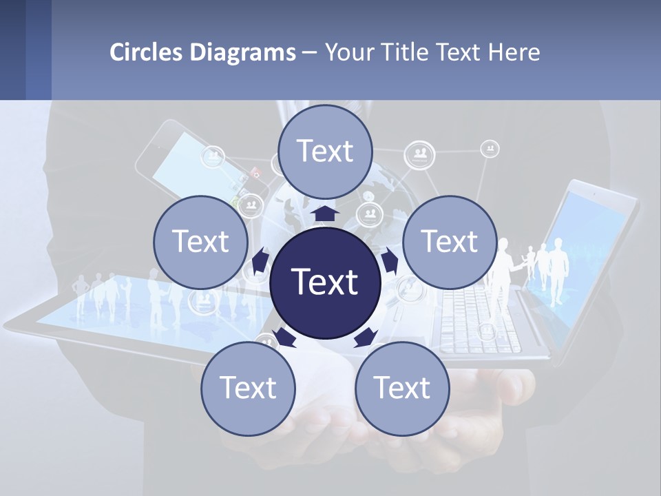 A Man In A Suit Holding A Tablet With A World Map On It PowerPoint Template