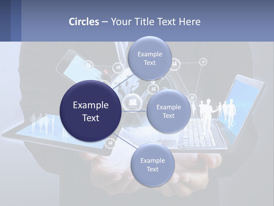 A Man In A Suit Holding A Tablet With A World Map On It PowerPoint Template