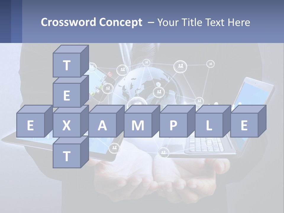 A Man In A Suit Holding A Tablet With A World Map On It PowerPoint Template