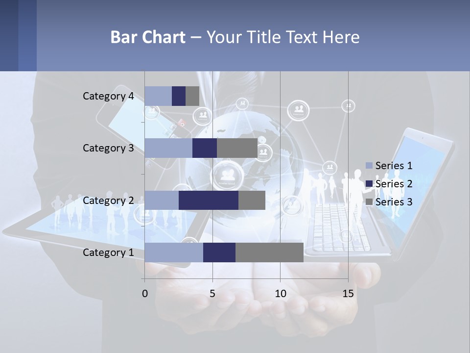 A Man In A Suit Holding A Tablet With A World Map On It PowerPoint Template