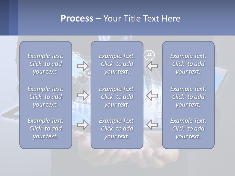 A Man In A Suit Holding A Tablet With A World Map On It PowerPoint Template