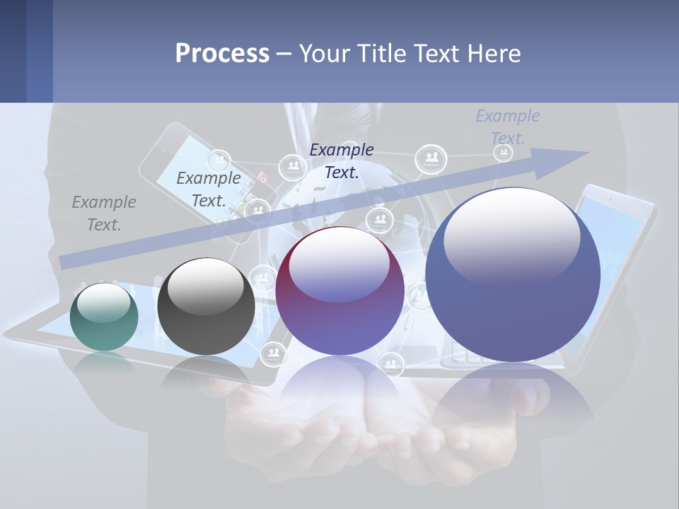 A Man In A Suit Holding A Tablet With A World Map On It PowerPoint Template
