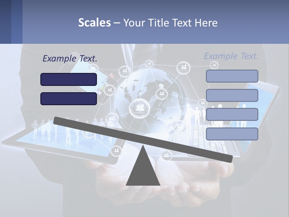 A Man In A Suit Holding A Tablet With A World Map On It PowerPoint Template