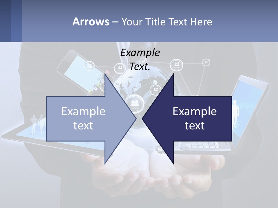 A Man In A Suit Holding A Tablet With A World Map On It PowerPoint Template