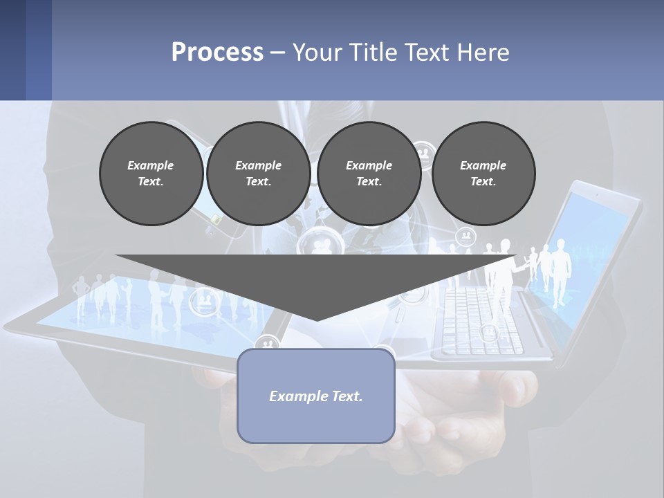 A Man In A Suit Holding A Tablet With A World Map On It PowerPoint Template