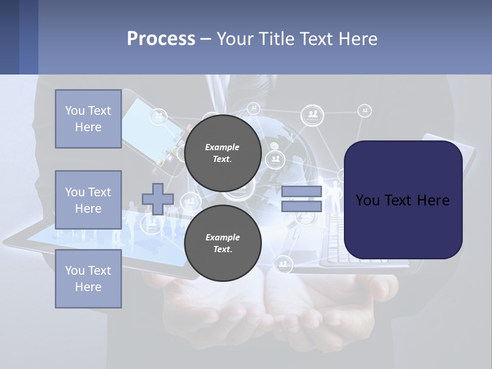 A Man In A Suit Holding A Tablet With A World Map On It PowerPoint Template