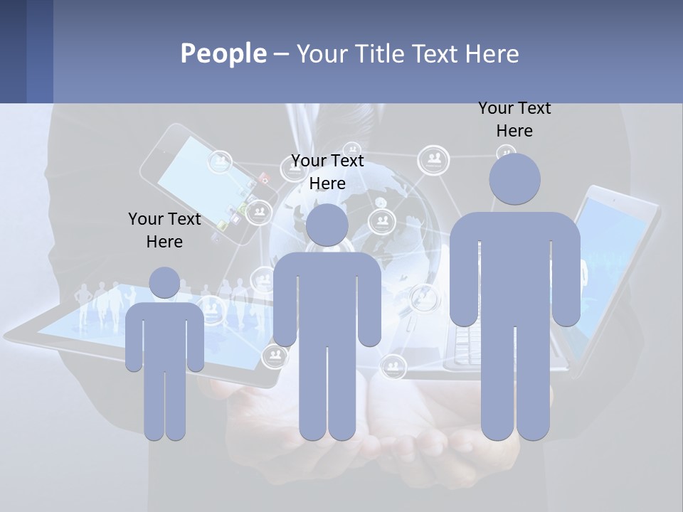 A Man In A Suit Holding A Tablet With A World Map On It PowerPoint Template