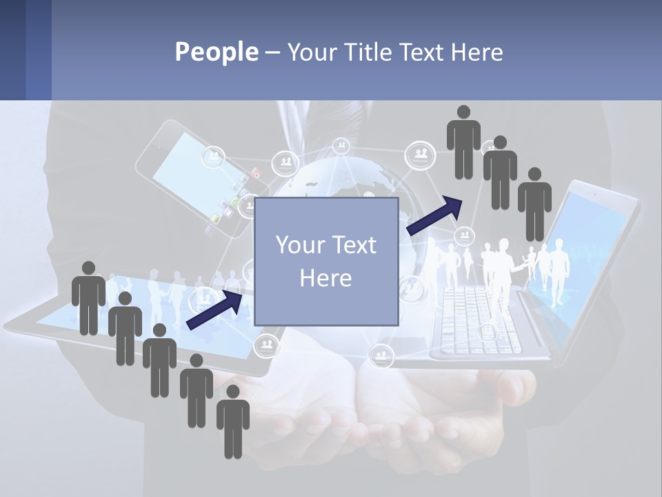 A Man In A Suit Holding A Tablet With A World Map On It PowerPoint Template