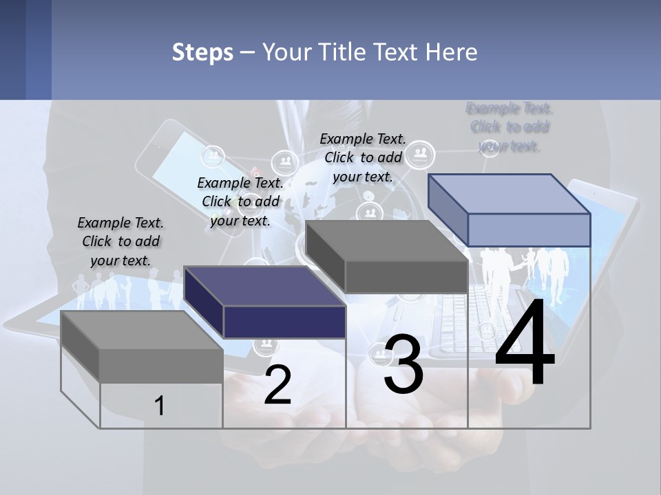 A Man In A Suit Holding A Tablet With A World Map On It PowerPoint Template