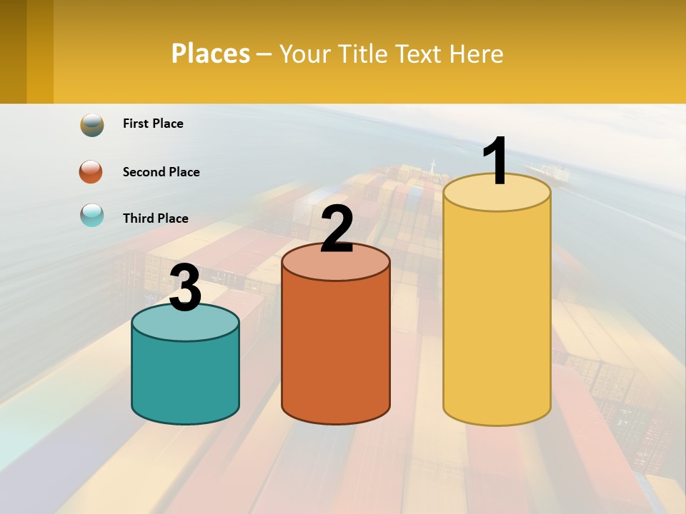 A Large Container Ship In The Middle Of The Ocean PowerPoint Template