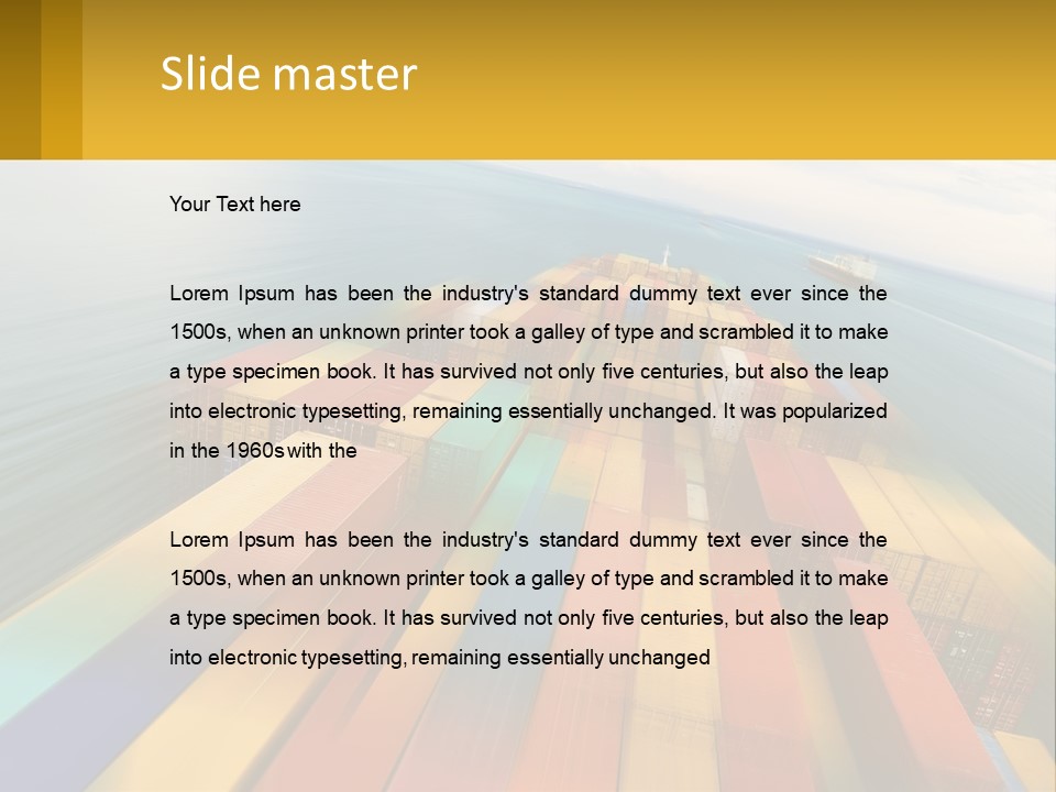 A Large Container Ship In The Middle Of The Ocean PowerPoint Template