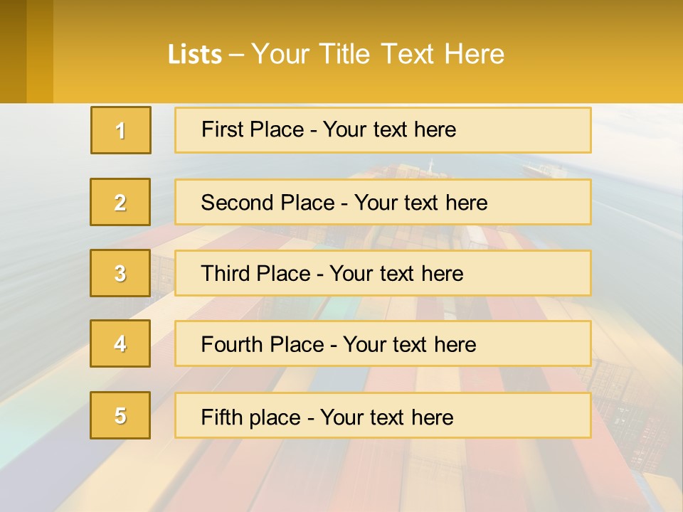 A Large Container Ship In The Middle Of The Ocean PowerPoint Template