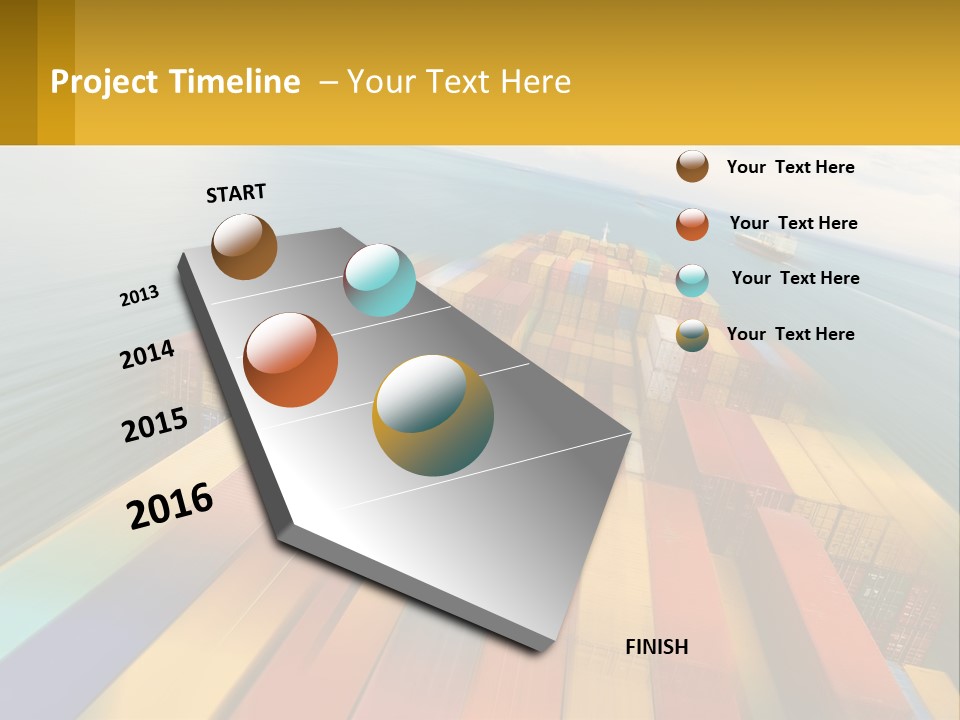 A Large Container Ship In The Middle Of The Ocean PowerPoint Template