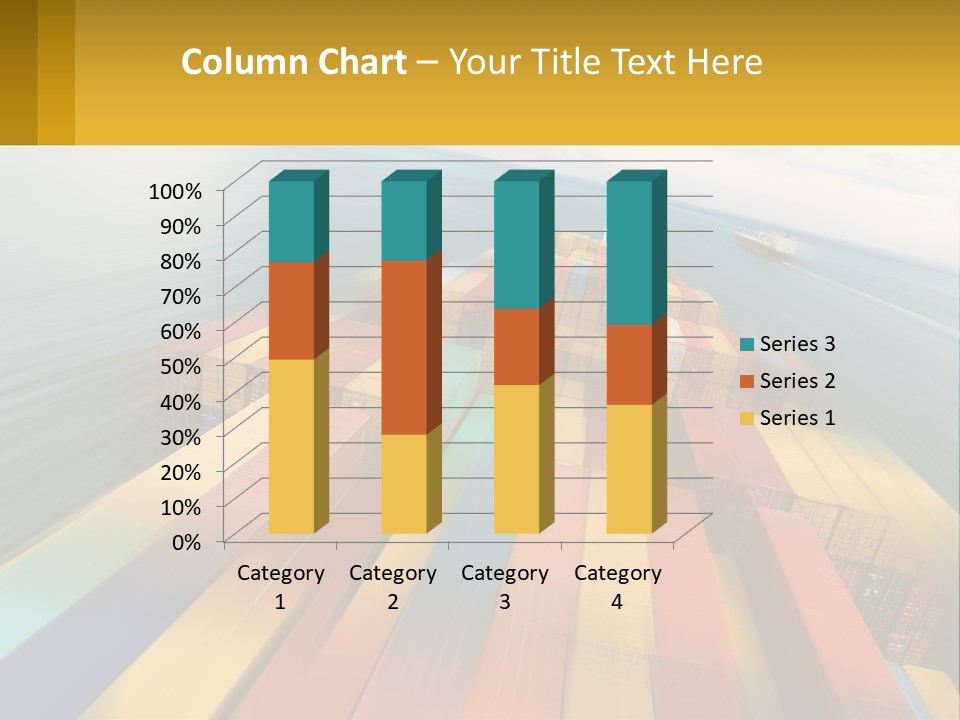 A Large Container Ship In The Middle Of The Ocean PowerPoint Template