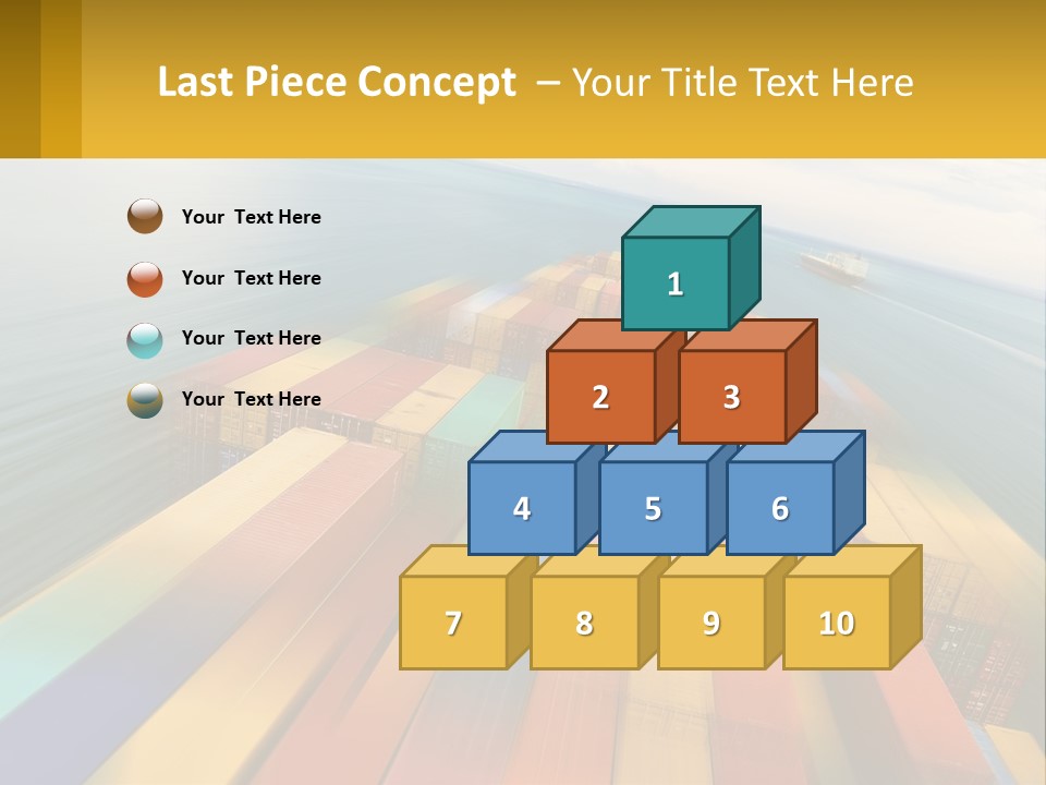 A Large Container Ship In The Middle Of The Ocean PowerPoint Template