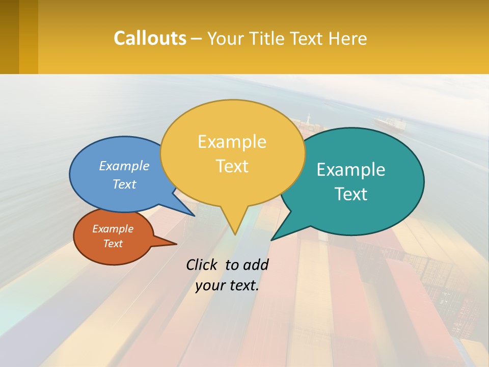 A Large Container Ship In The Middle Of The Ocean PowerPoint Template