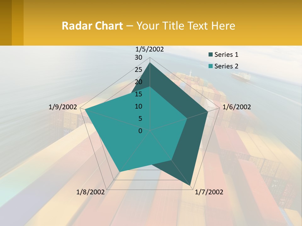 A Large Container Ship In The Middle Of The Ocean PowerPoint Template