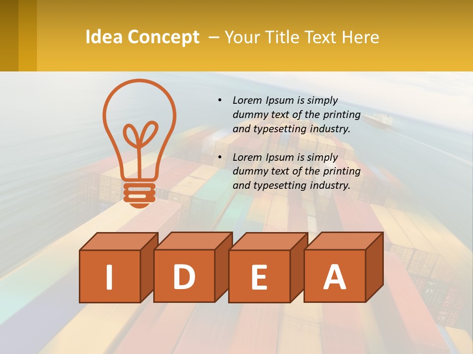 A Large Container Ship In The Middle Of The Ocean PowerPoint Template