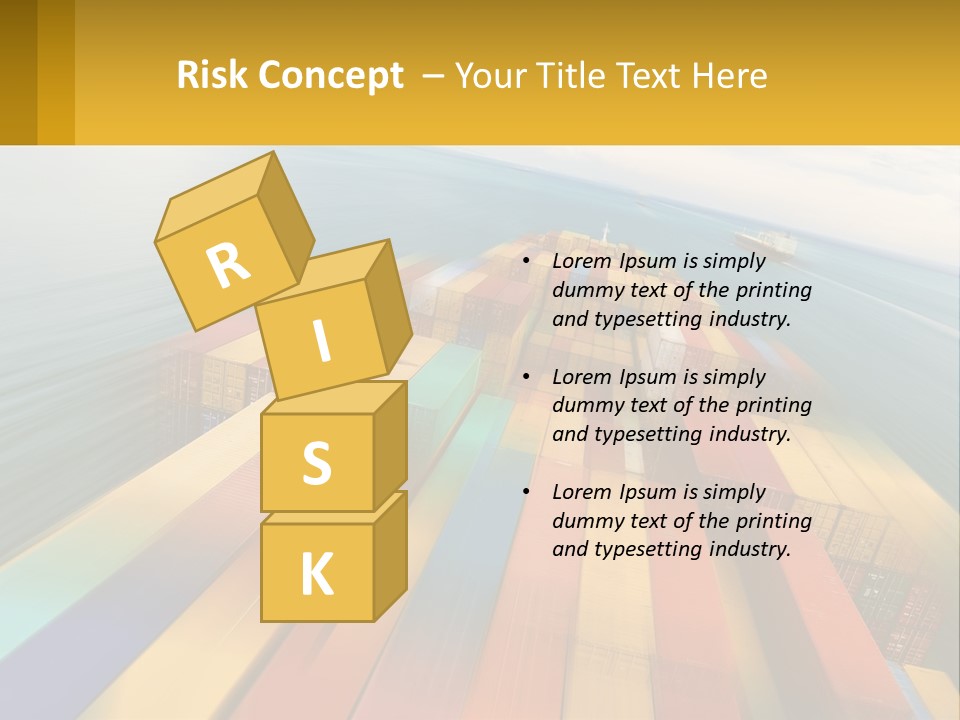 A Large Container Ship In The Middle Of The Ocean PowerPoint Template