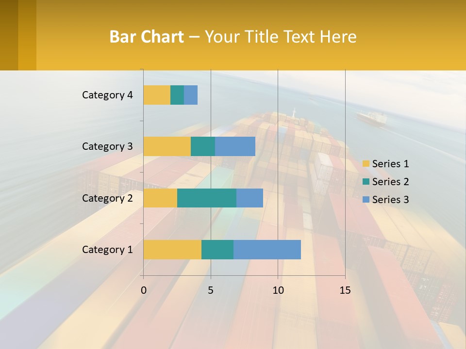 A Large Container Ship In The Middle Of The Ocean PowerPoint Template