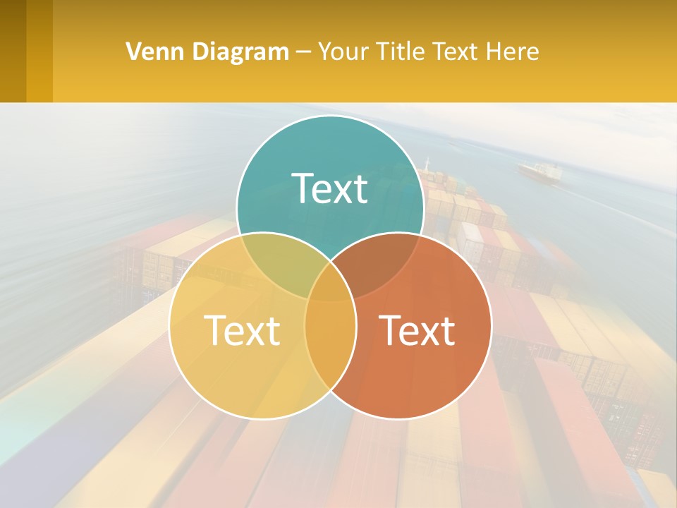 A Large Container Ship In The Middle Of The Ocean PowerPoint Template