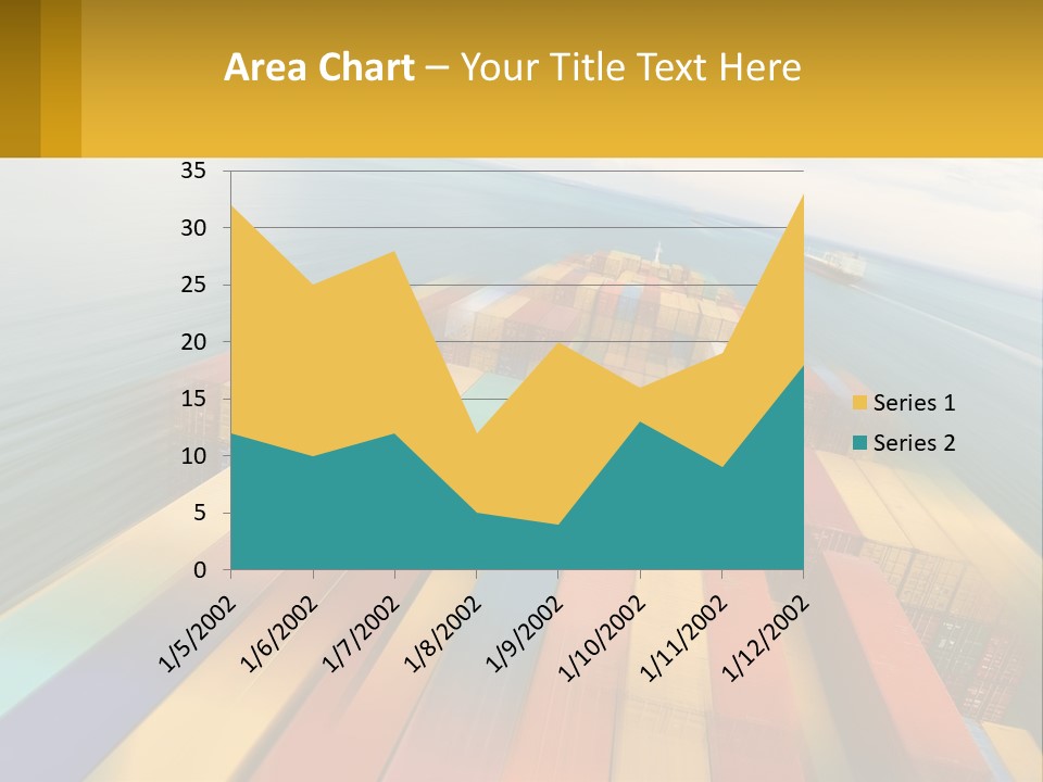 A Large Container Ship In The Middle Of The Ocean PowerPoint Template