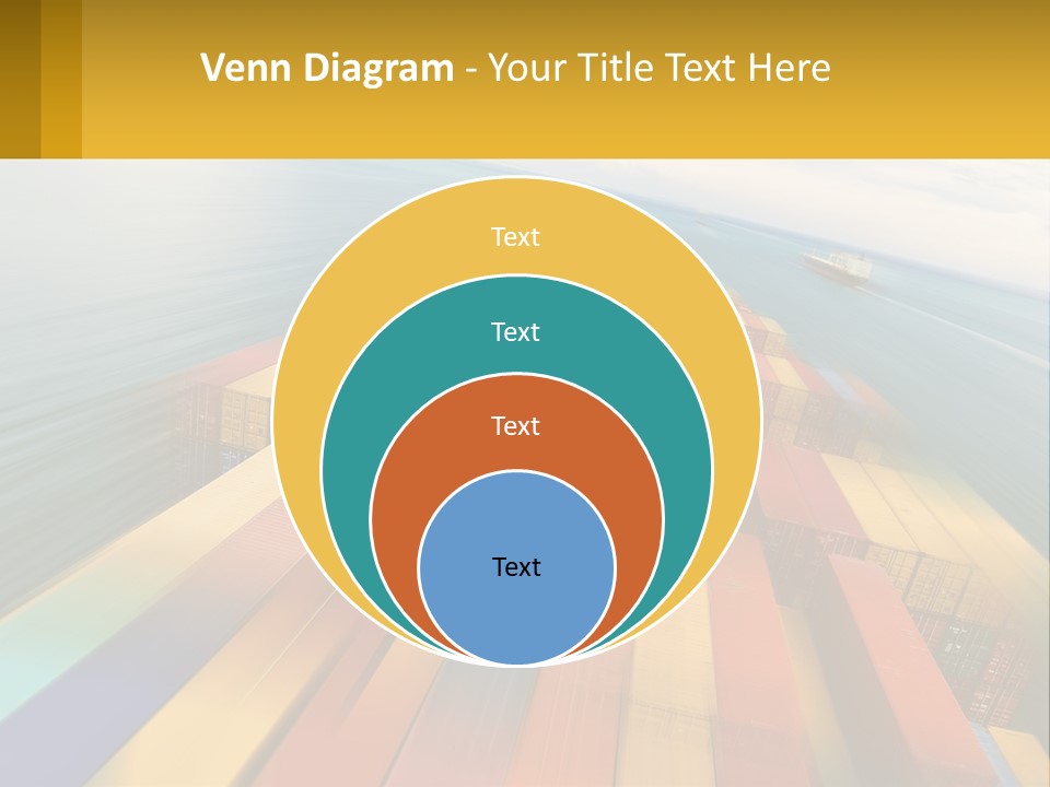 A Large Container Ship In The Middle Of The Ocean PowerPoint Template