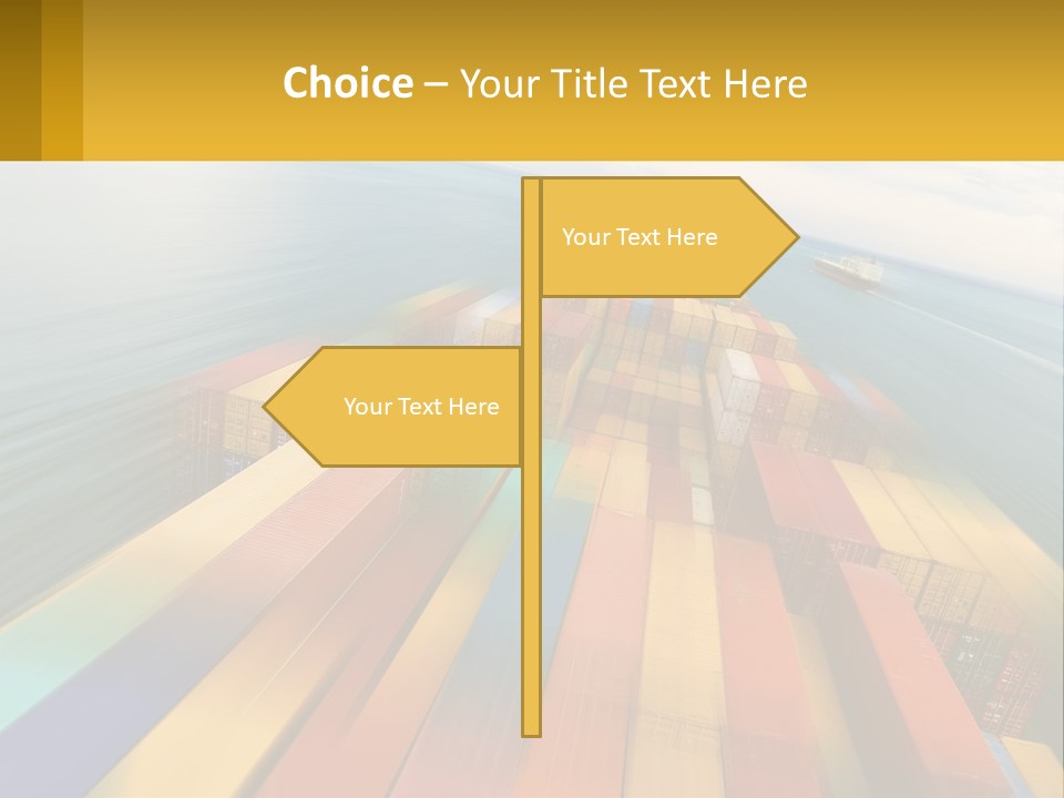 A Large Container Ship In The Middle Of The Ocean PowerPoint Template