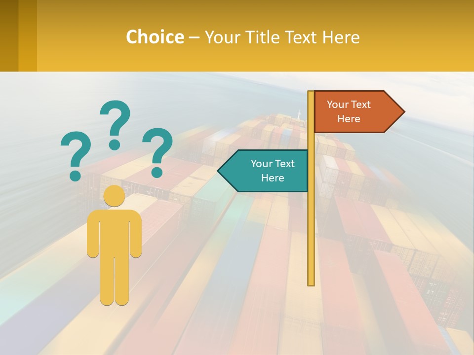 A Large Container Ship In The Middle Of The Ocean PowerPoint Template