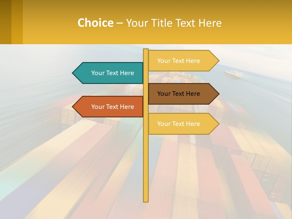 A Large Container Ship In The Middle Of The Ocean PowerPoint Template
