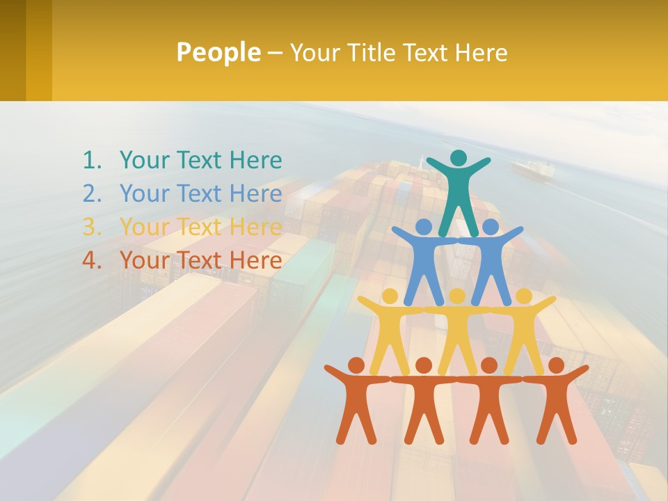 A Large Container Ship In The Middle Of The Ocean PowerPoint Template