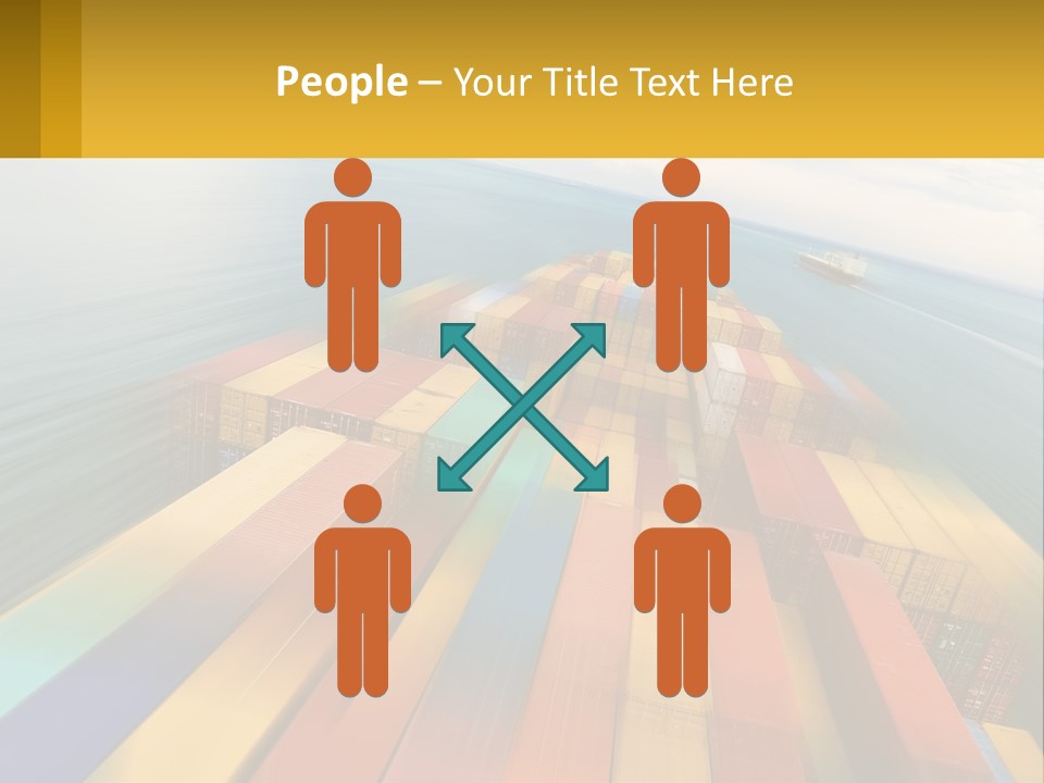 A Large Container Ship In The Middle Of The Ocean PowerPoint Template