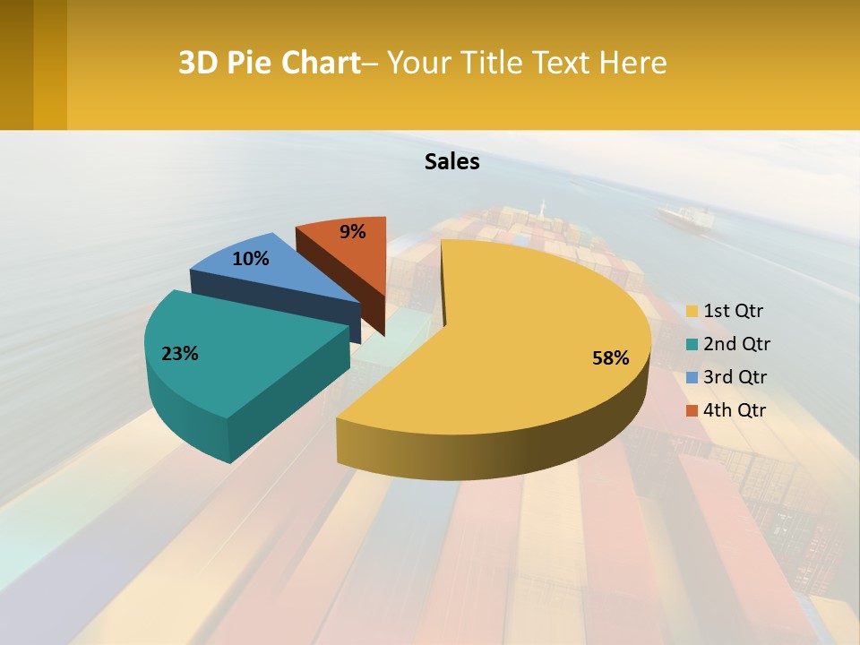 A Large Container Ship In The Middle Of The Ocean PowerPoint Template