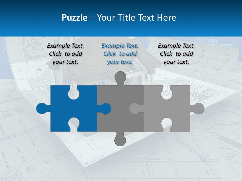 A House On Top Of Blueprints With A Blue Sky In The Background PowerPoint Template