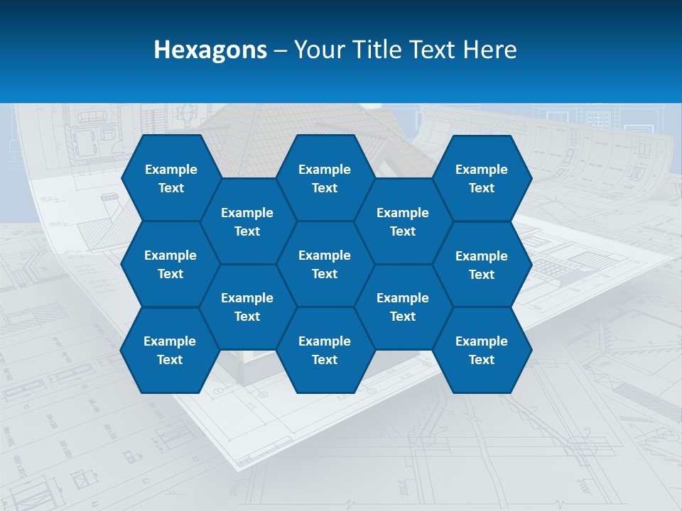 A House On Top Of Blueprints With A Blue Sky In The Background PowerPoint Template