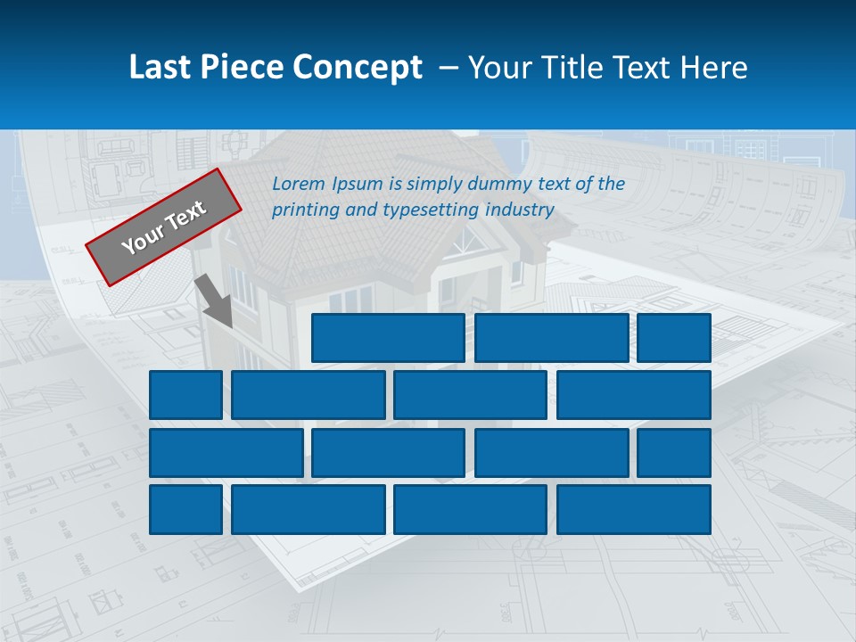 A House On Top Of Blueprints With A Blue Sky In The Background PowerPoint Template