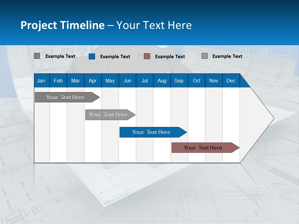 A House On Top Of Blueprints With A Blue Sky In The Background PowerPoint Template