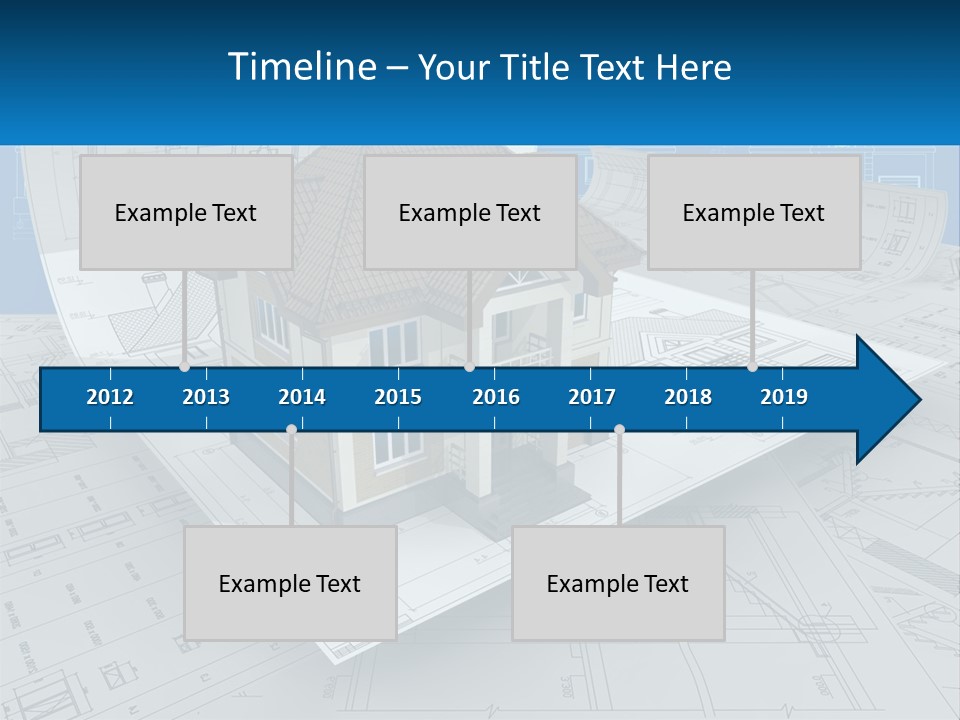 A House On Top Of Blueprints With A Blue Sky In The Background PowerPoint Template
