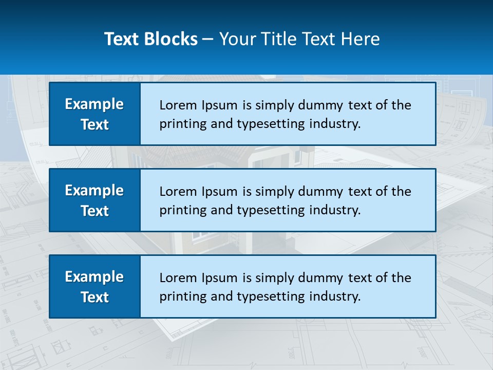 A House On Top Of Blueprints With A Blue Sky In The Background PowerPoint Template